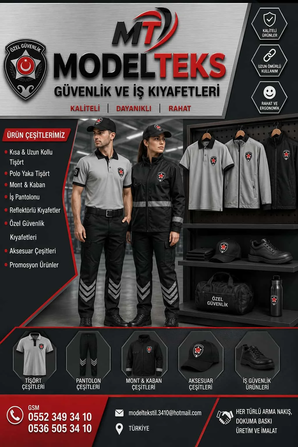 Model Teks güvenlik kıyafetleri